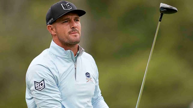 Bryson DeChambeau watches a drive at the 2023 U.S. Open.